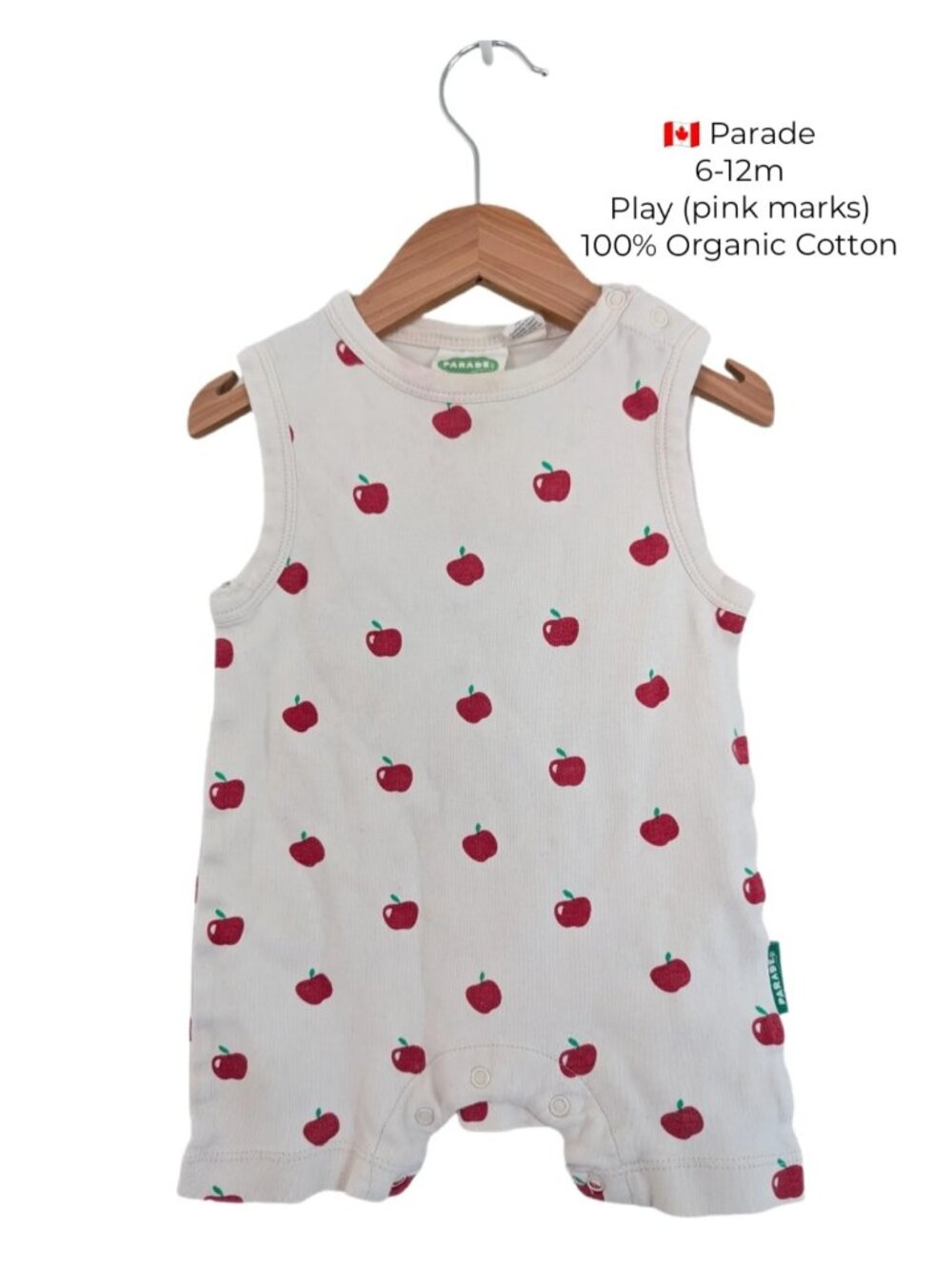 Parade Apple Tank Romper 6-12m | Organic Cotton Baby Clothing